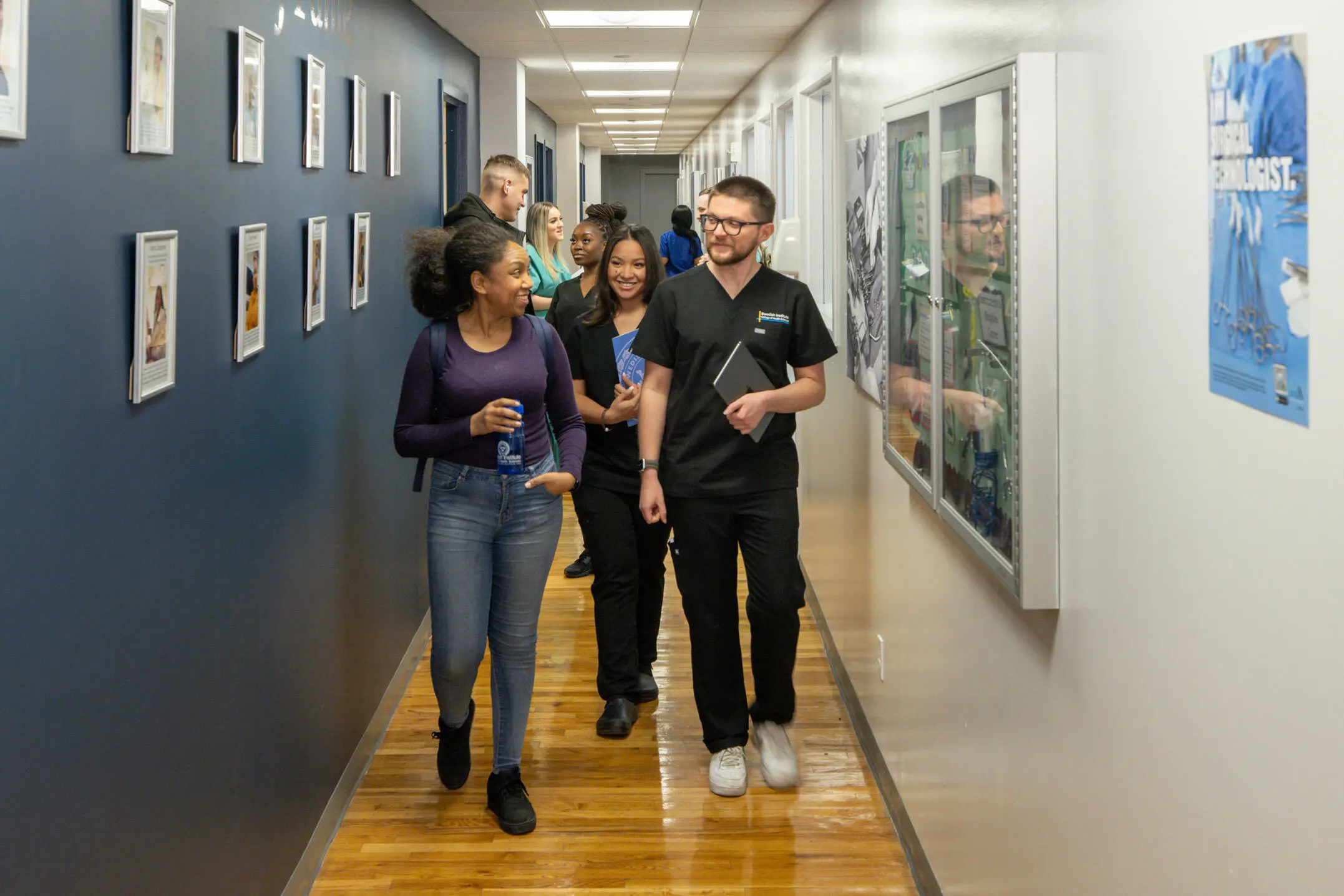 transfer students walking down the hallway at Swedish Institute