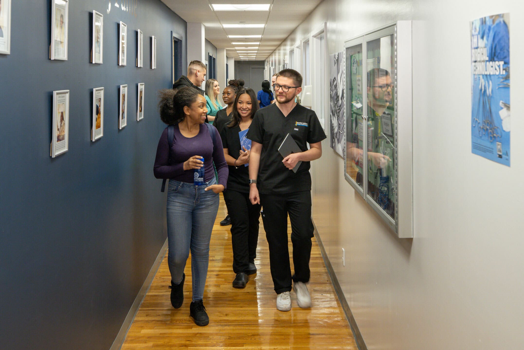 transfer students walking down the hallway at Swedish Institute